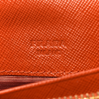 Prada Saffiano Metal Continental Flap Wallet Papaya 6 of 14