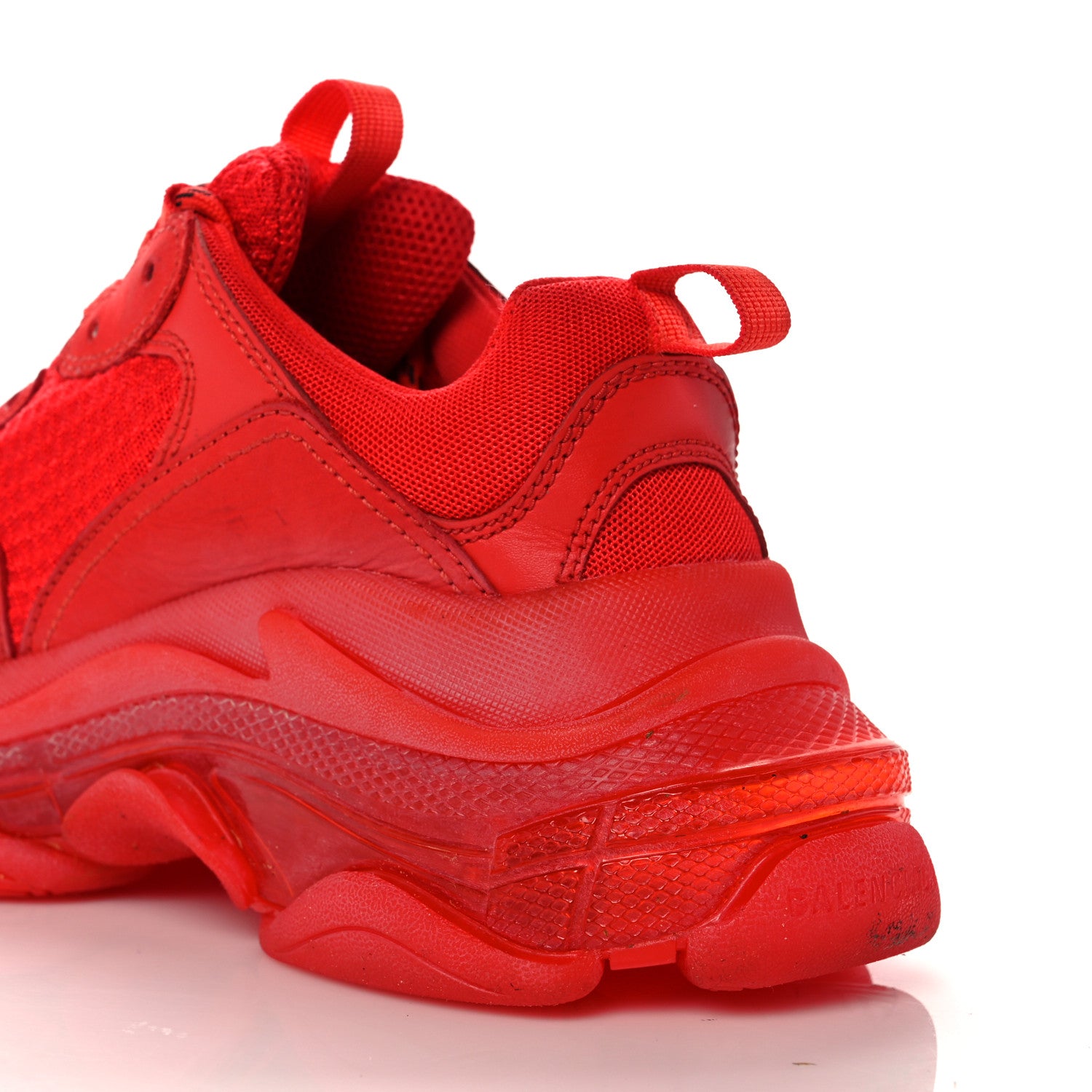Balenciaga Fabric Mesh Clear Sole Womens Triple S Sneakers 39 Rouge Vif 13 of 15