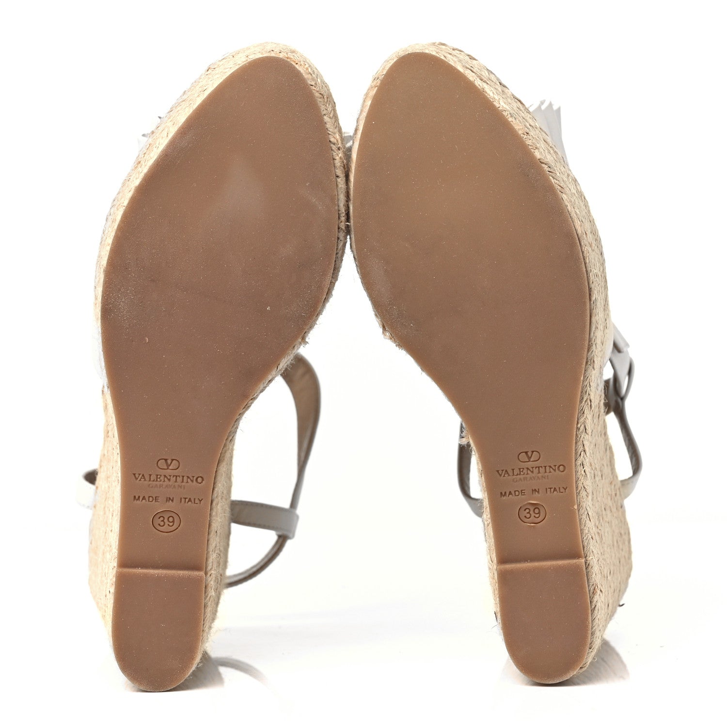 Valentino Garavani Nappa Rockstud Bow Espadrille Platform Wedge Sandals 39 White 5 of 7
