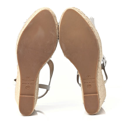 Valentino Garavani Nappa Rockstud Bow Espadrille Platform Wedge Sandals 39 White 5 of 7