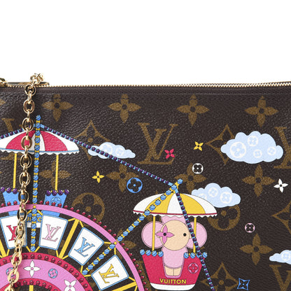 Louis Vuitton Monogram 2020 Christmas Animation Big Wheel Double Zip Pochette Rose Ballerine 10 of 10