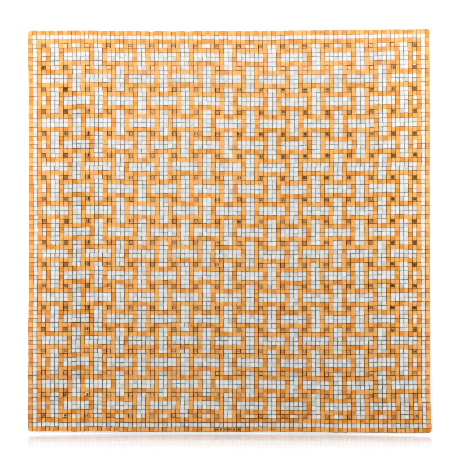 Hermes Porcelain Mosaique au 24 Square Plate Gold 1 of 6