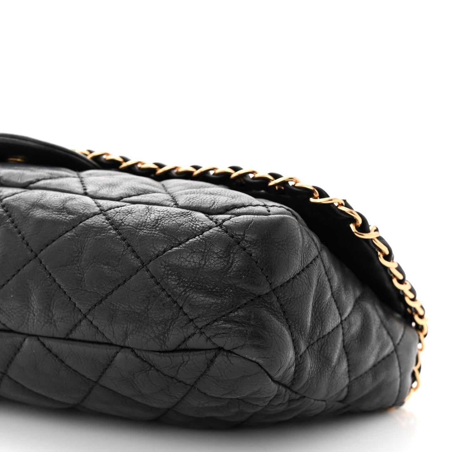 Calfskin Quilted Medium Chain Me Flap Black