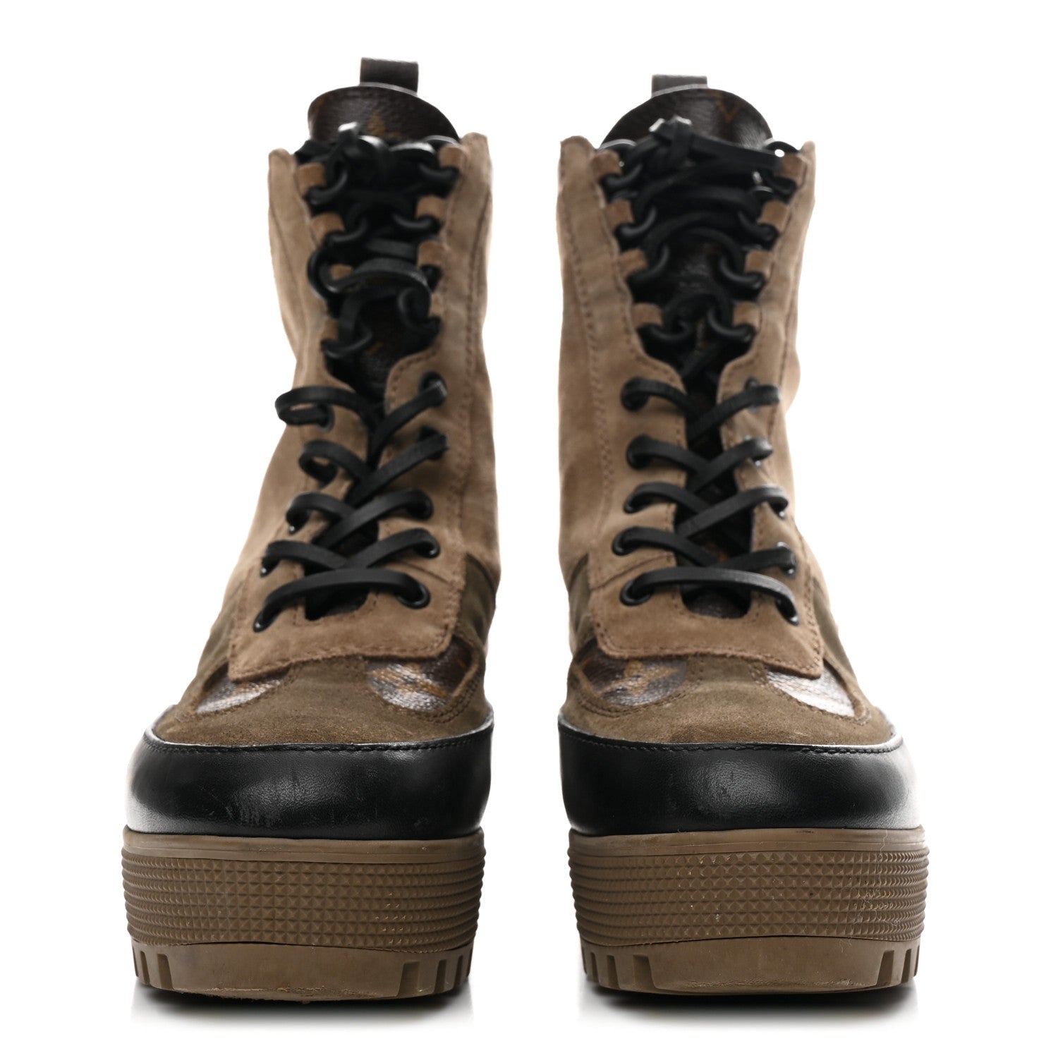 Louis Vuitton Suede Calfskin Monogram Laureate Platform Desert Boots 36 Taupe 3 of 9