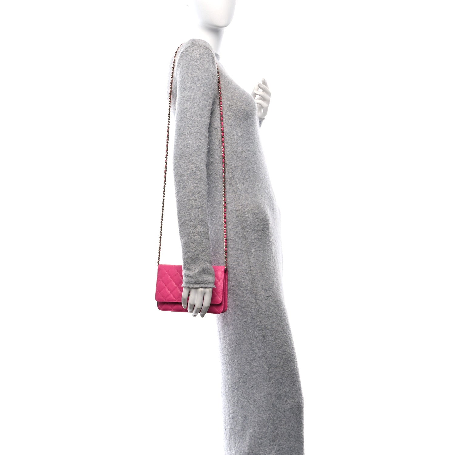 Chanel Caviar Quilted Wallet on Chain WOC Pink 2 of 11