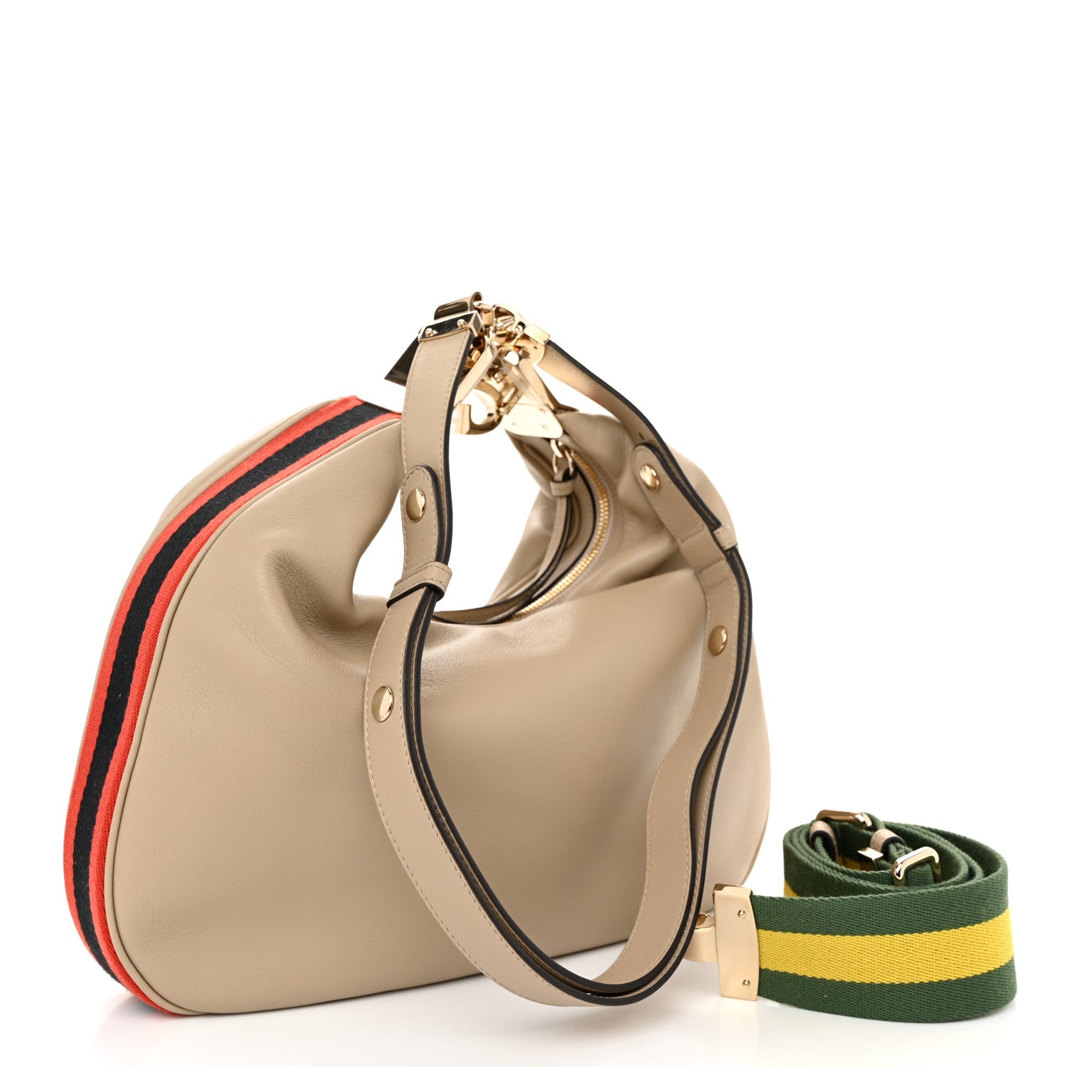 Gucci Aria Calfskin Web Large Attache Shoulder Bag Beige 3 of 10