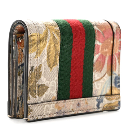 Gucci GG Supreme Monogram Water Flora Web Ophidia Card Case Beige White Multicolor 3 of 7