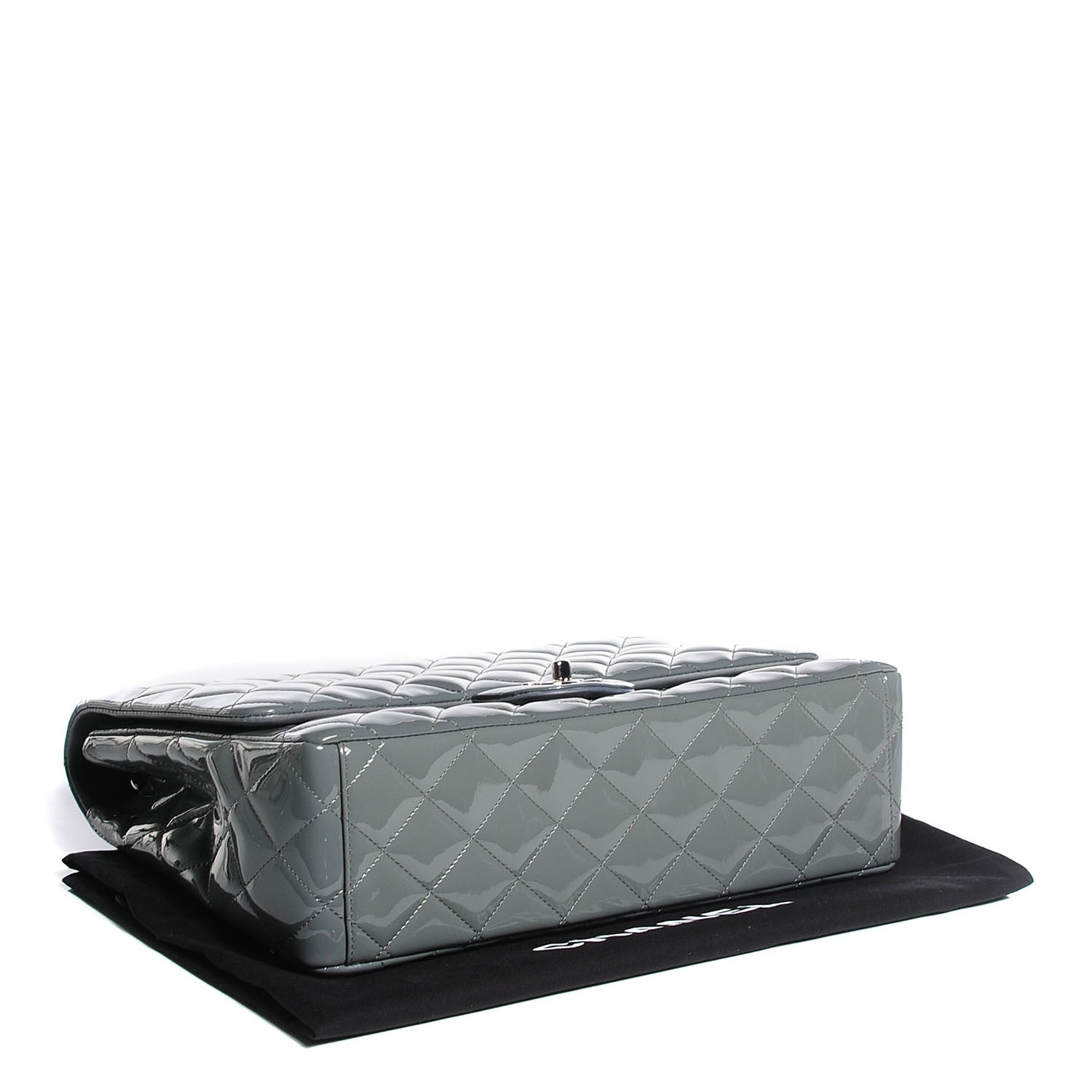 Chanel Patent Quilted Maxi Single Flap Grey 4 of 9