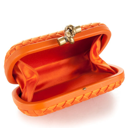 Bottega Veneta Satin Intreccio Impero Knot Clutch Orange 5 of 6