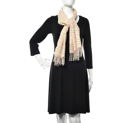 Burberry Cashmere Check Fringe Scarf Pink 2 of 4