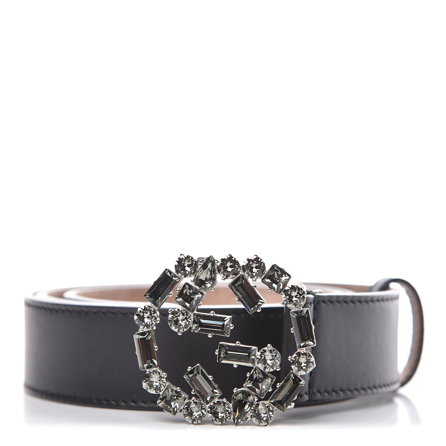 Gucci Calfskin Crystal Interlocking G Belt 80 32 Black 1 of 7