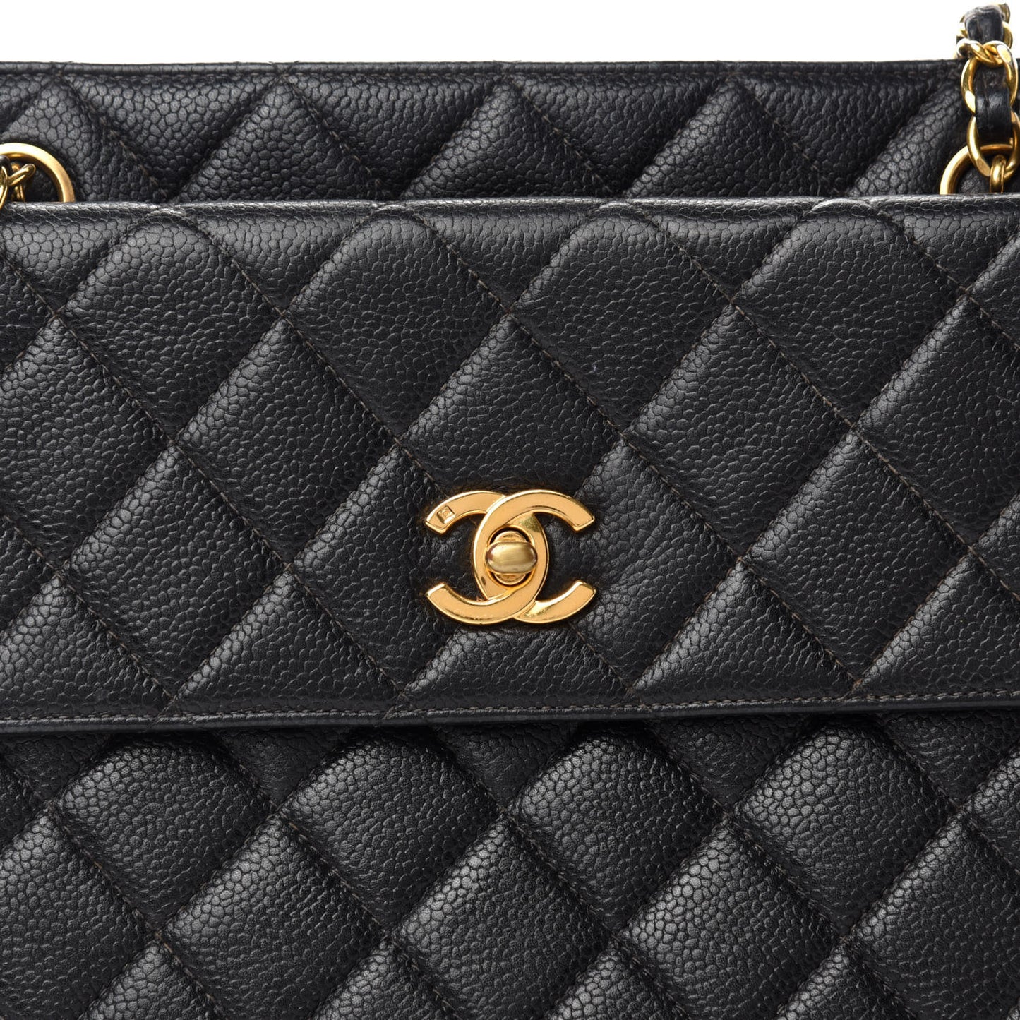 Caviar Quilted Flap Shoulder Bag Black