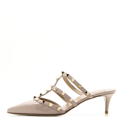 Valentino Garavani Patent Nappa Rockstud 50mm Cage Mules 38 Poudre 1 of 9