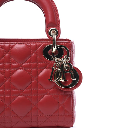 Christian Dior Lambskin Cannage Mini Lady Dior Red 9 of 9