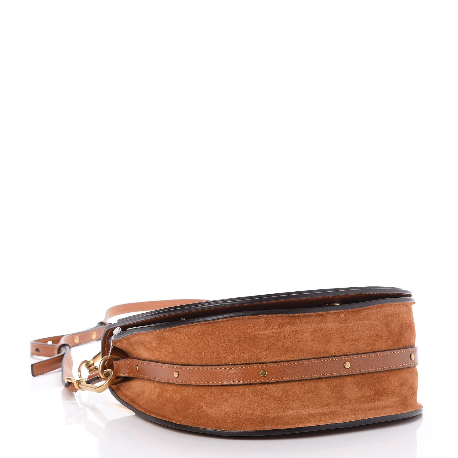 Chloe Calfskin Suede Medium Nile Bracelet Bag Caramel 4 of 7