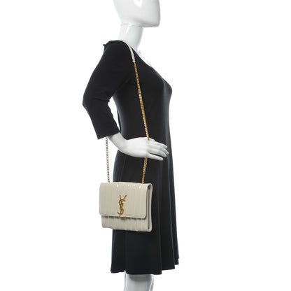 Saint Laurent Patent Calfskin Matelasse Monogram Vicky Chain Wallet Off White 2 of 8