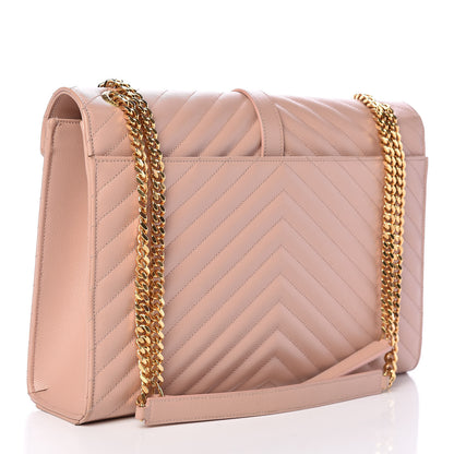 Saint Laurent Grain De Poudre Matelasse Chevron Large Monogram Satchel Pale Pink 3 of 16
