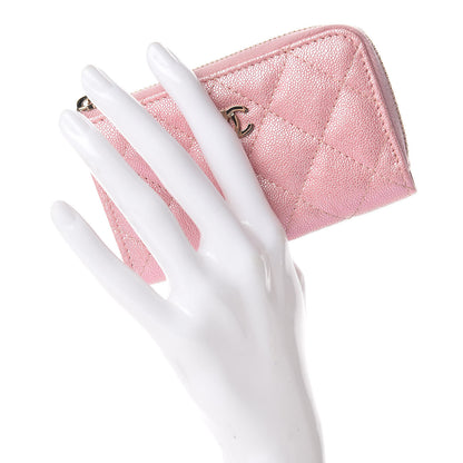 Chanel Iridescent Caviar Quilted Zipped Key Holder Case Rose Pink 2 of 8