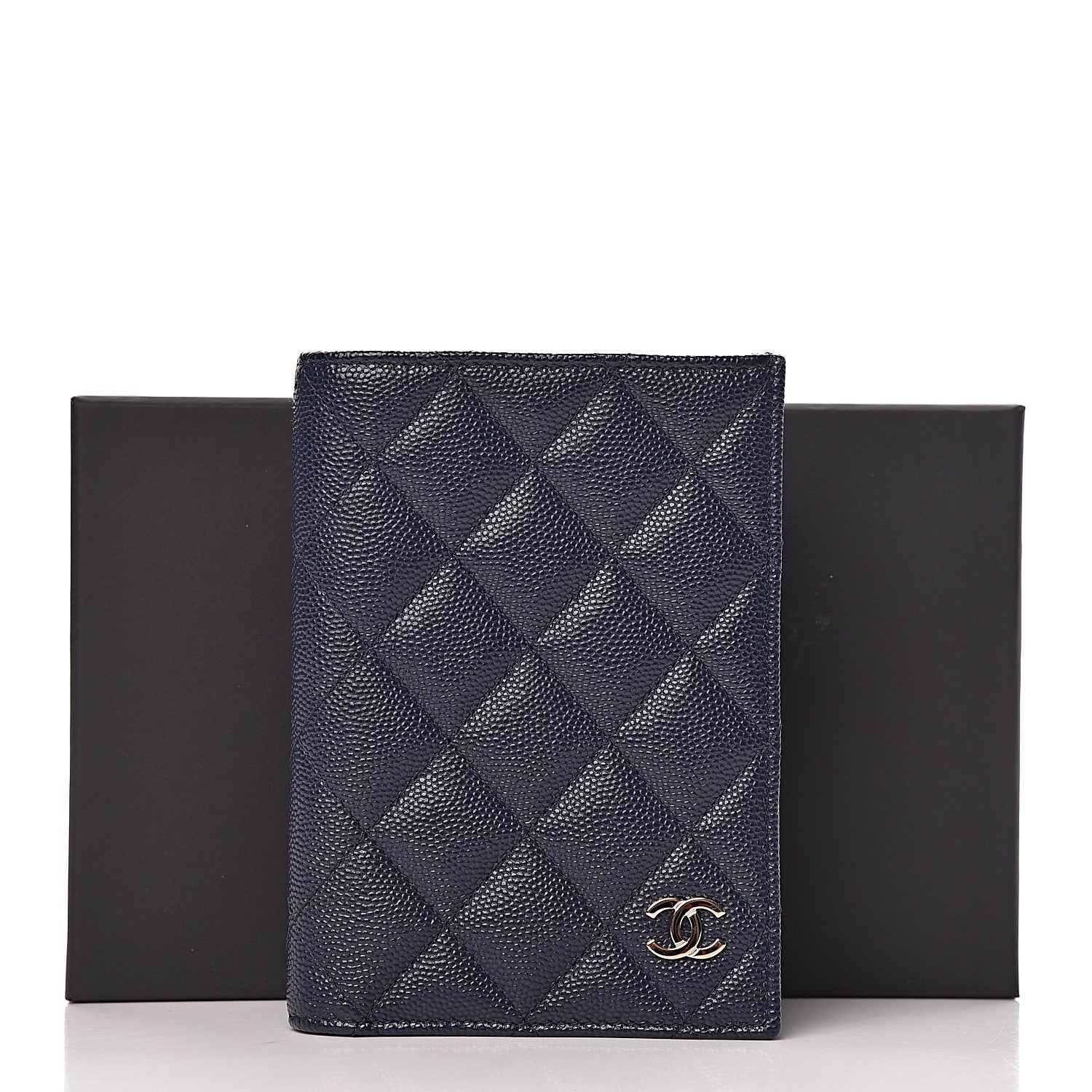 Chanel Caviar Quilted Passport Holder Navy Blue 8 of 8