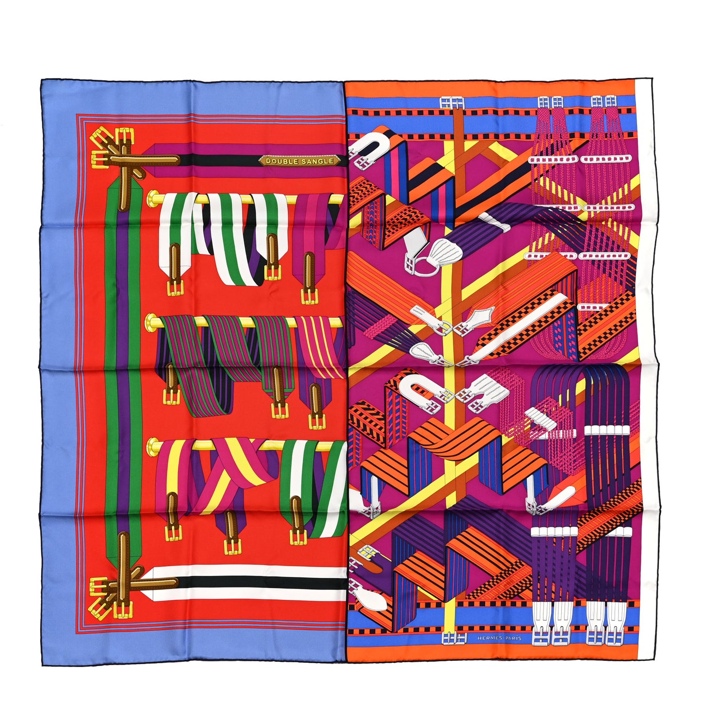 Silk Double Sangle Scarf 90 Rouge Bougainvillea