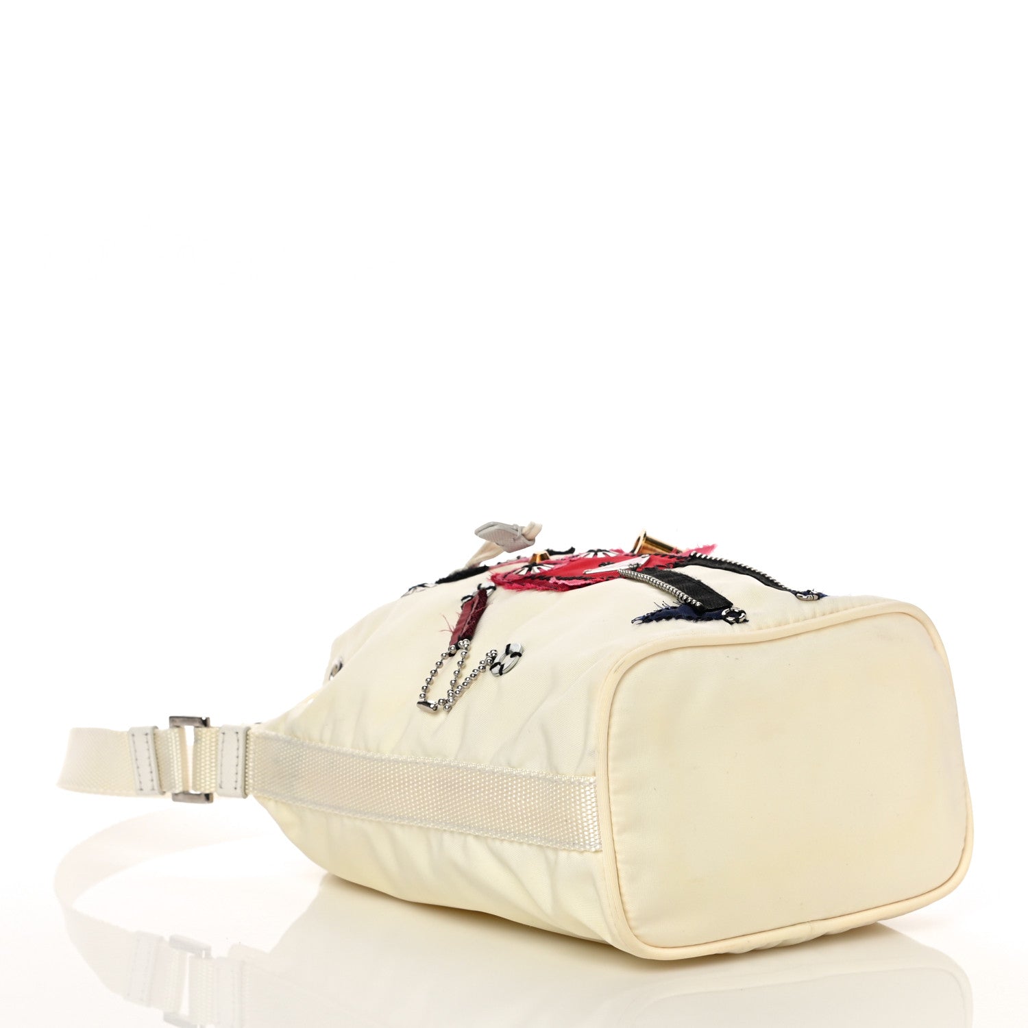 Prada Tessuto Nylon Saffiano Robot Bucket Bianco 4 of 11
