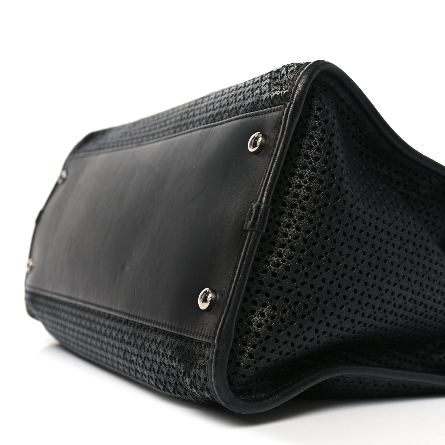 Calfskin Perforated Up In The Air Tote Black