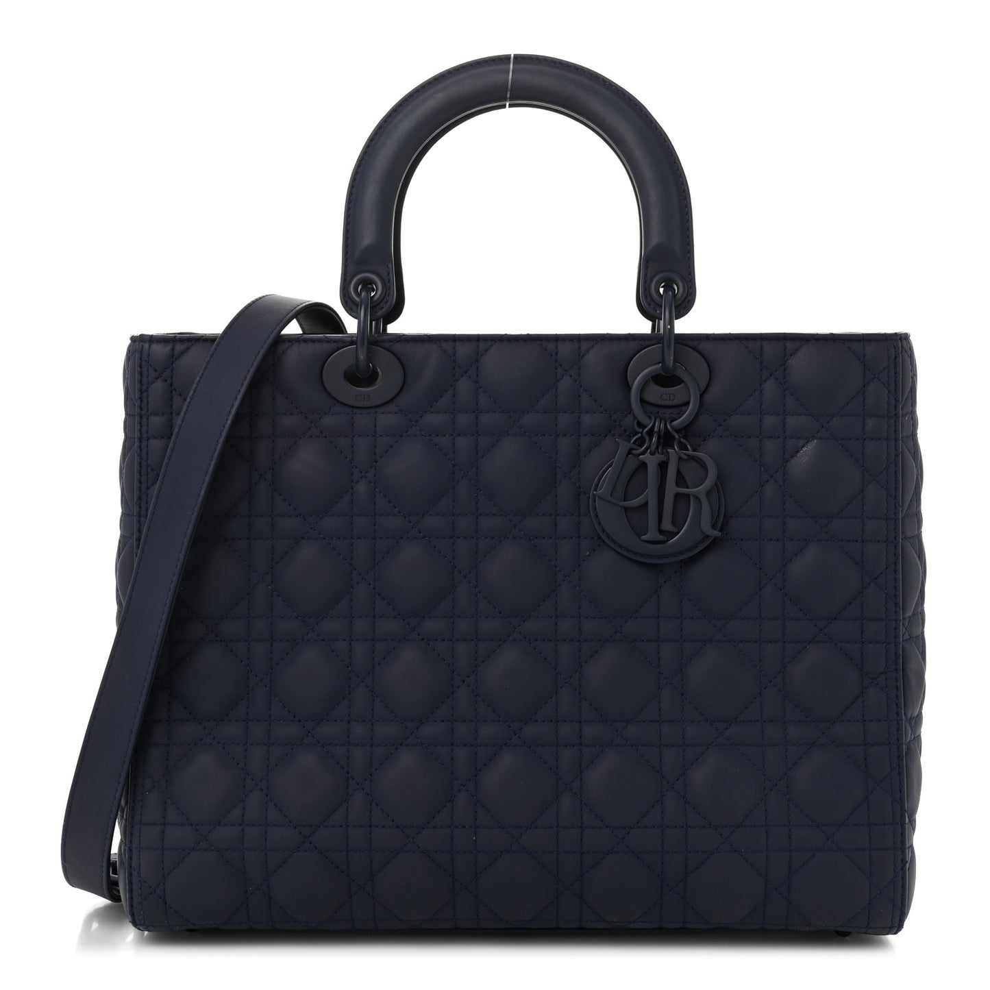 Ultra Matte Calfskin Cannage Large Lady Dior Blue