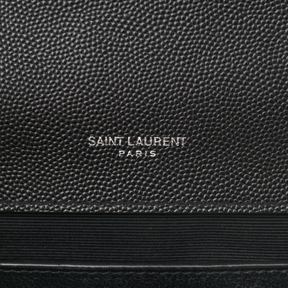 Saint Laurent Grain De Poudre Textured Mixed Matelasse Triquilt Medium Monogram Satchel Black 6 of 10