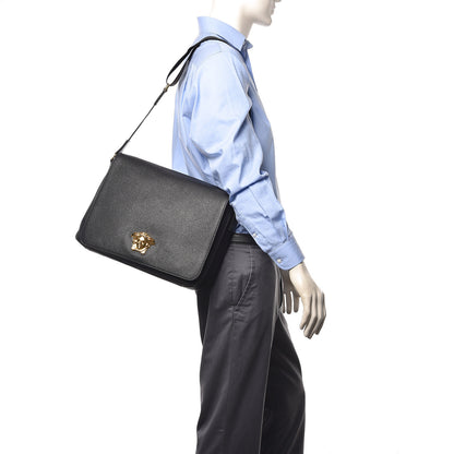 Versace Grained Calfskin Medusa Head Messenger Bag Black 2 of 9