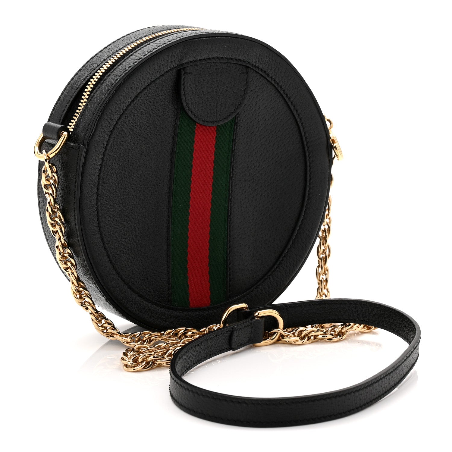 Gucci Grained Calfskin Web Mini Ophidia Round Shoulder Bag Black 3 of 11