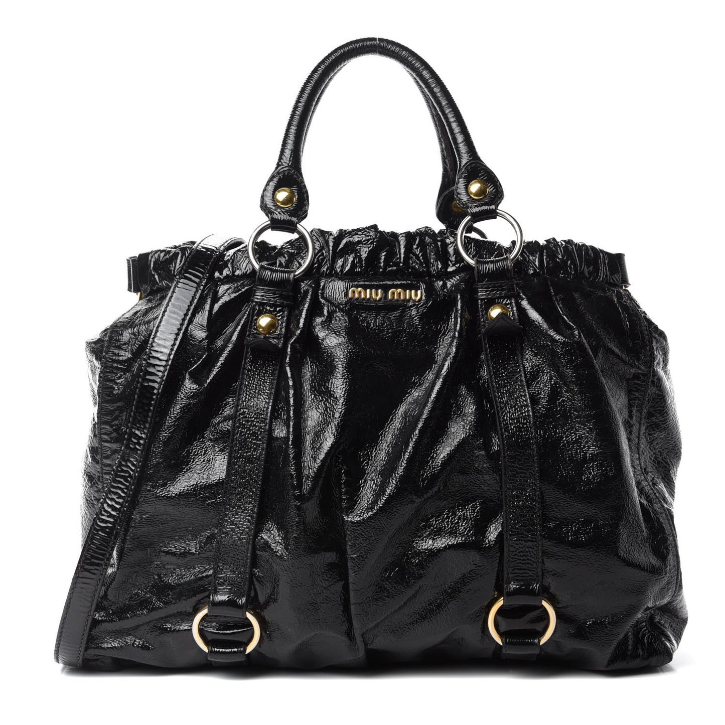 Vernice Gathered Tote Black