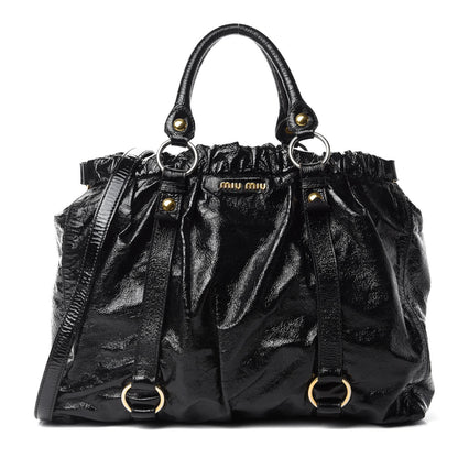Miu Miu Vernice Gathered Tote Black 1 of 12