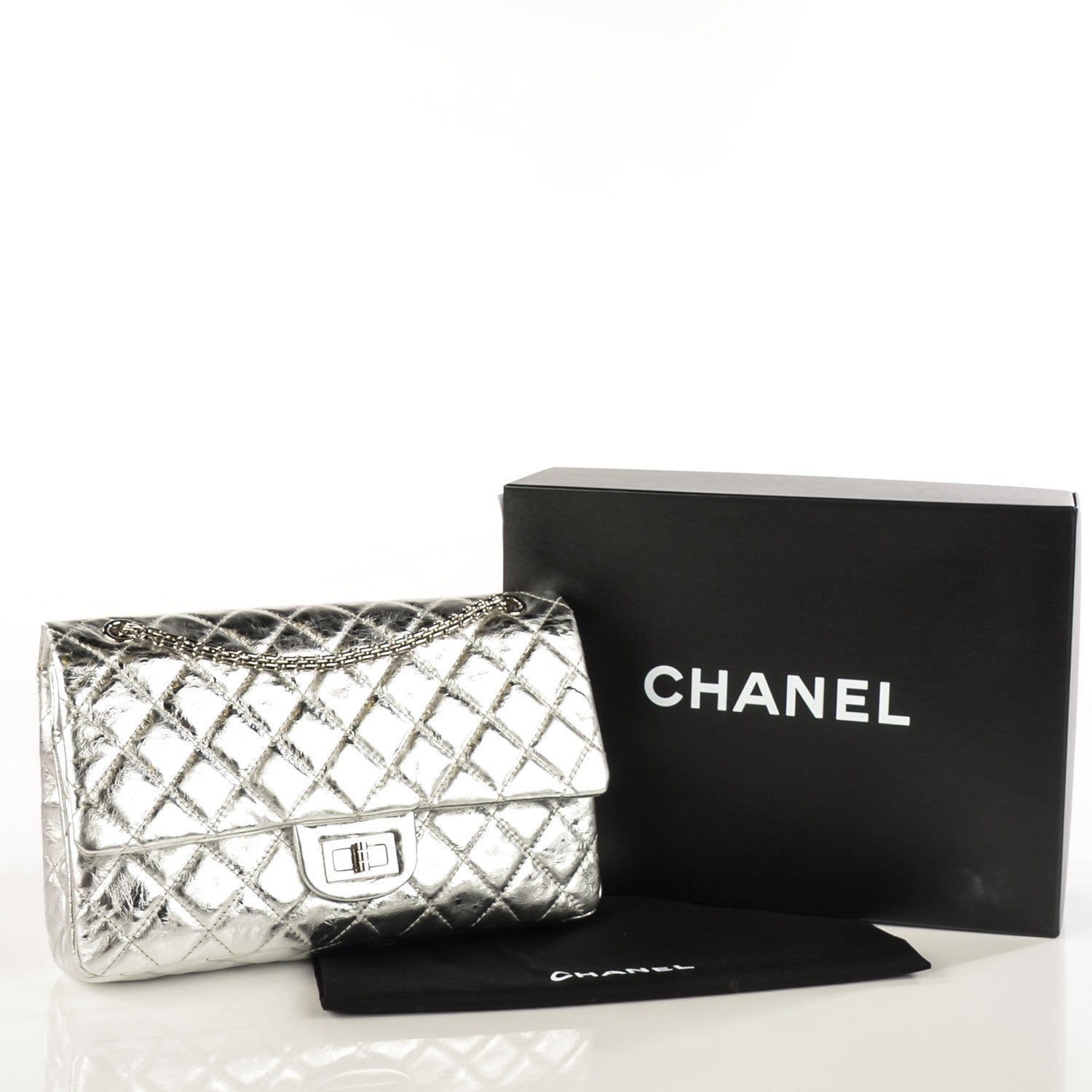 Chanel Metallic Aged Calfskin Quilted 2.55 Reissue 227 Flap Silver 5 of 17