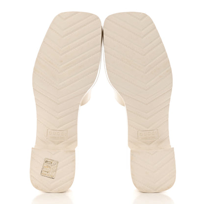 Gucci Rubber Gucci Logo Womens Platform 20/60mm Slide Sandals 38 Mystic White 5 of 11