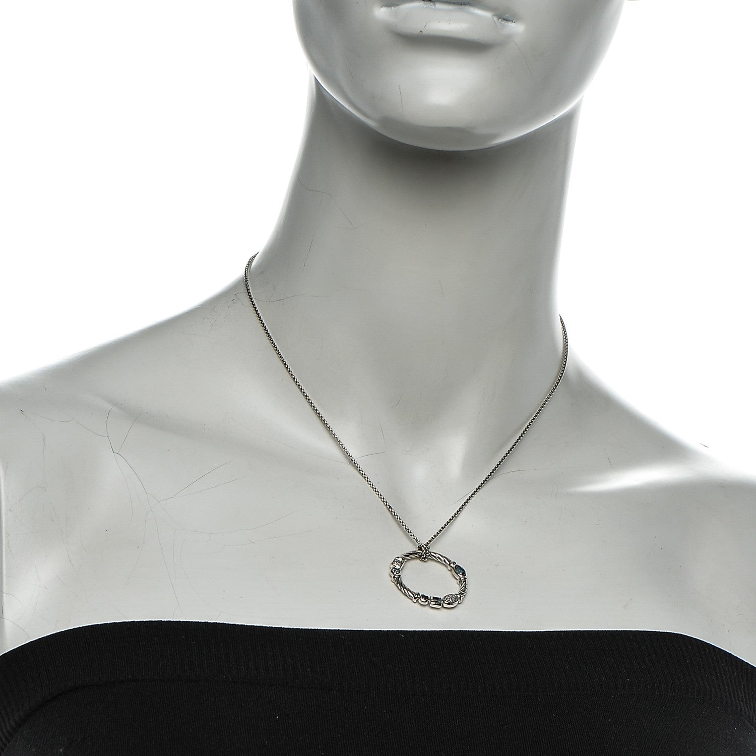 David Yurman Sterling Silver Diamond Blue Topaz Iolite Aquamarine Confetti Pendant Necklace 2 of 5