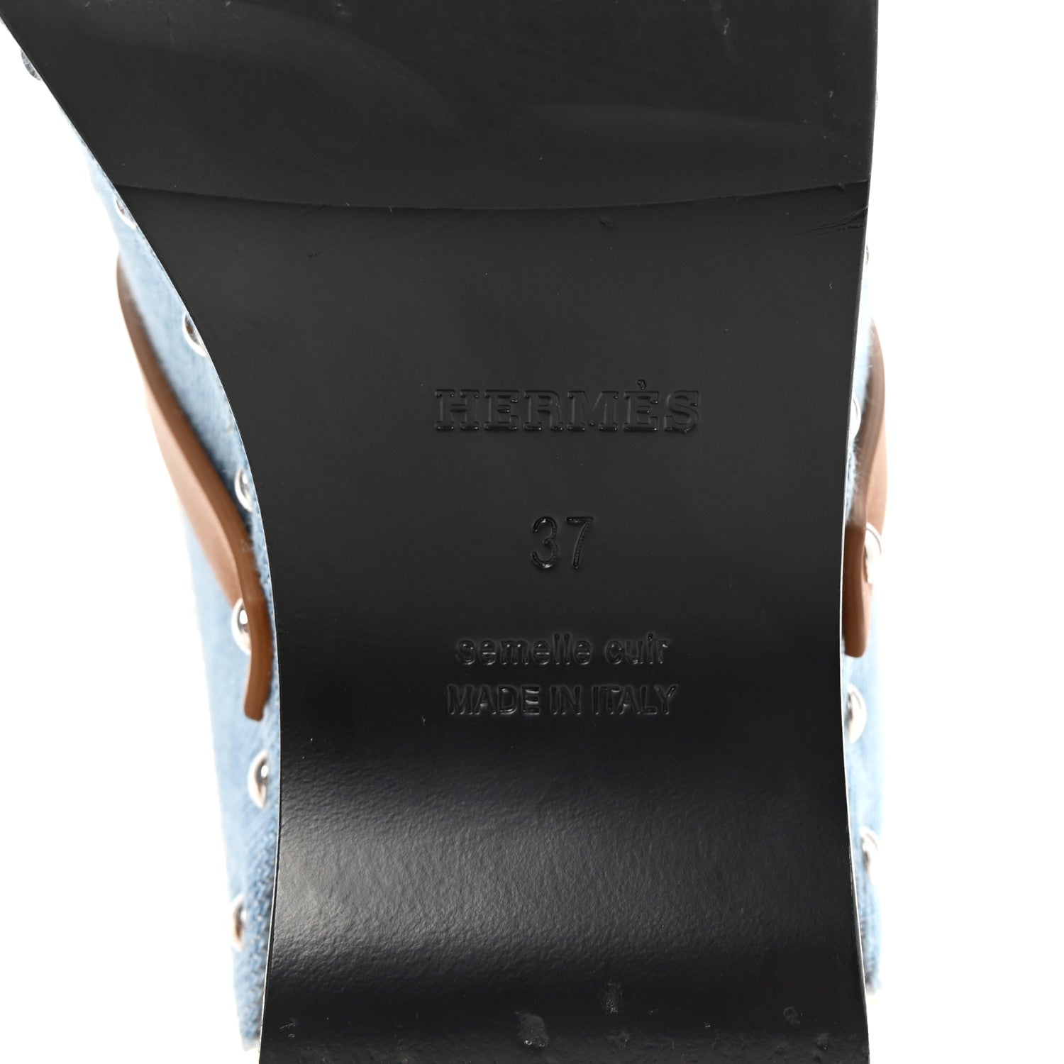 Hermes Denim Wool Carlotta Mules 37 Bleu Clair Naturel 7 of 9