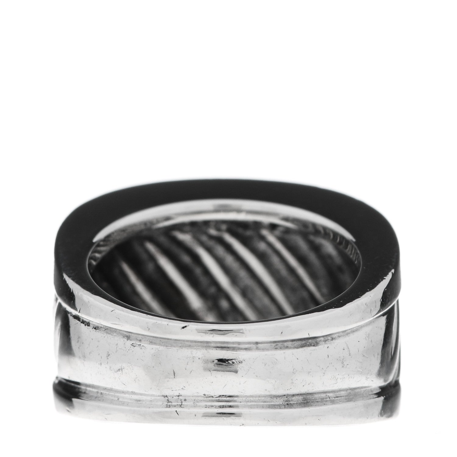 David Yurman Sterling Silver Diamond Cable Cigar Band Ring 52 6 3 of 4