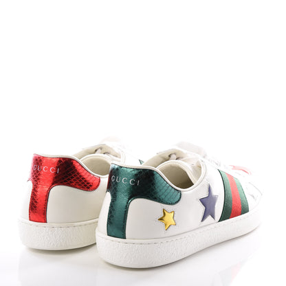 Gucci Calfskin Ayers Web Star Embroidered Mens Ace Sneakers 10.5 White Multi 4 of 8