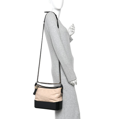 Chanel Aged Calfskin Quilted Medium Gabrielle Hobo Beige Black 2 of 10
