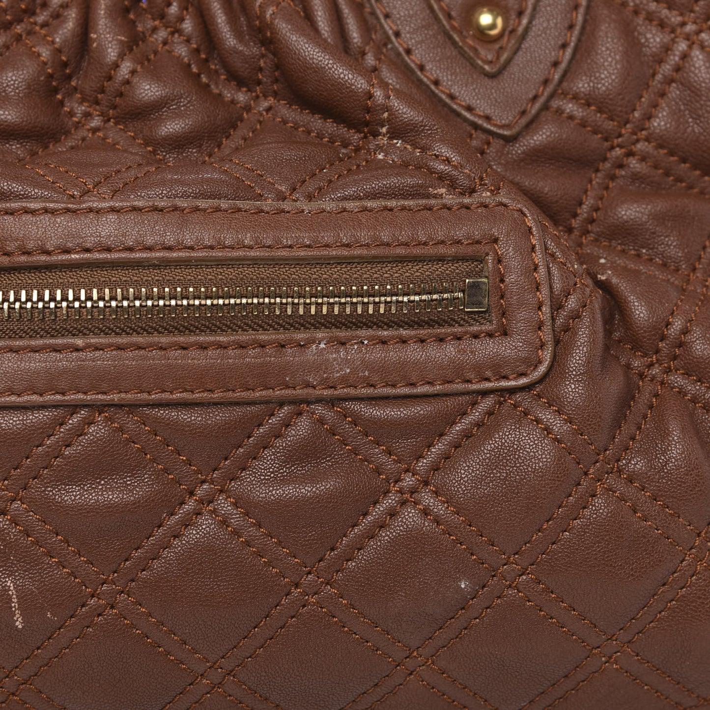 Calfskin Quilted Stam Brown