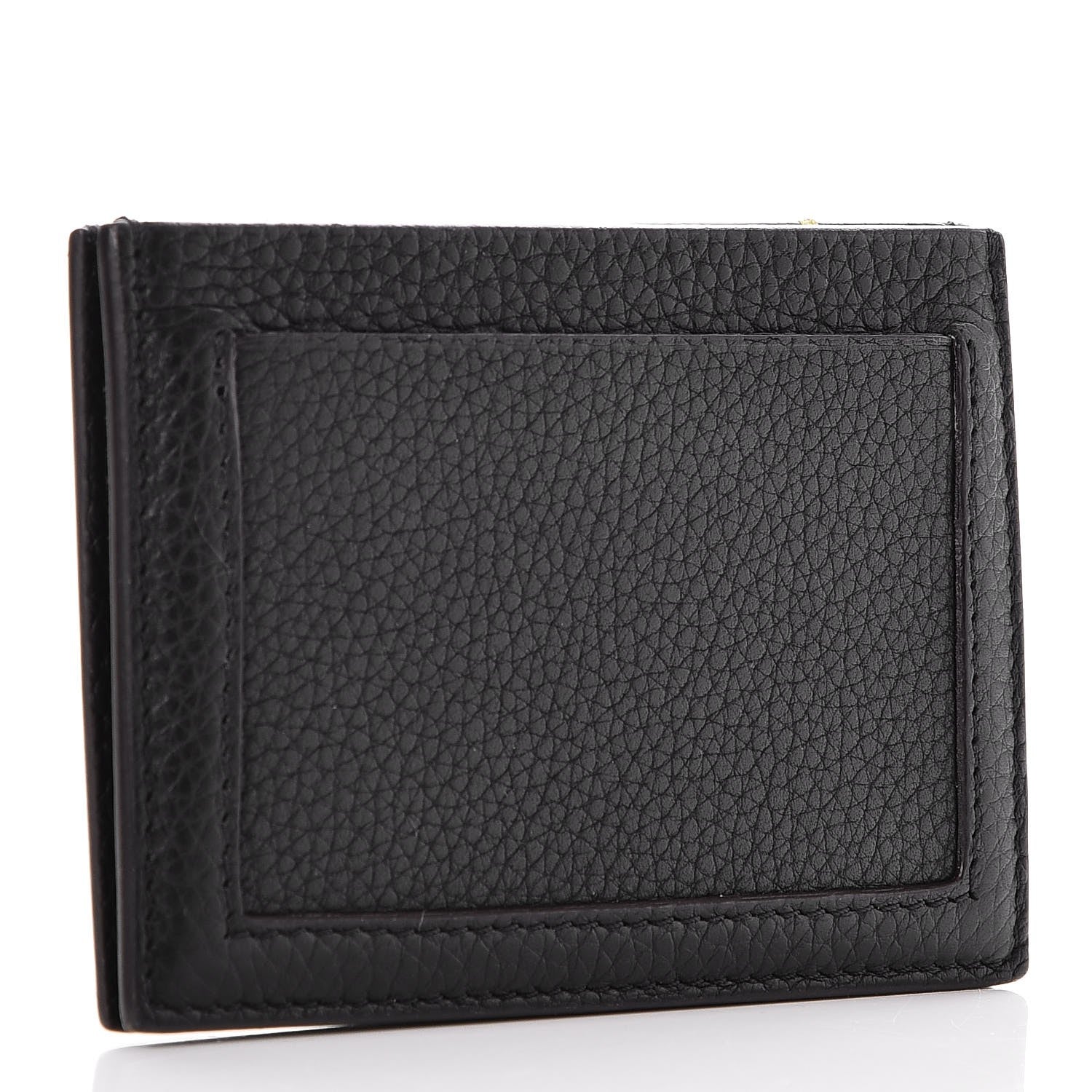 Celine Drummed Calfskin Gusset Card Holder Black 3 of 7