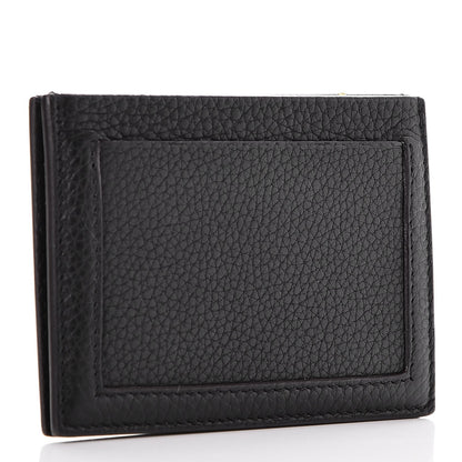 Celine Drummed Calfskin Gusset Card Holder Black 3 of 7
