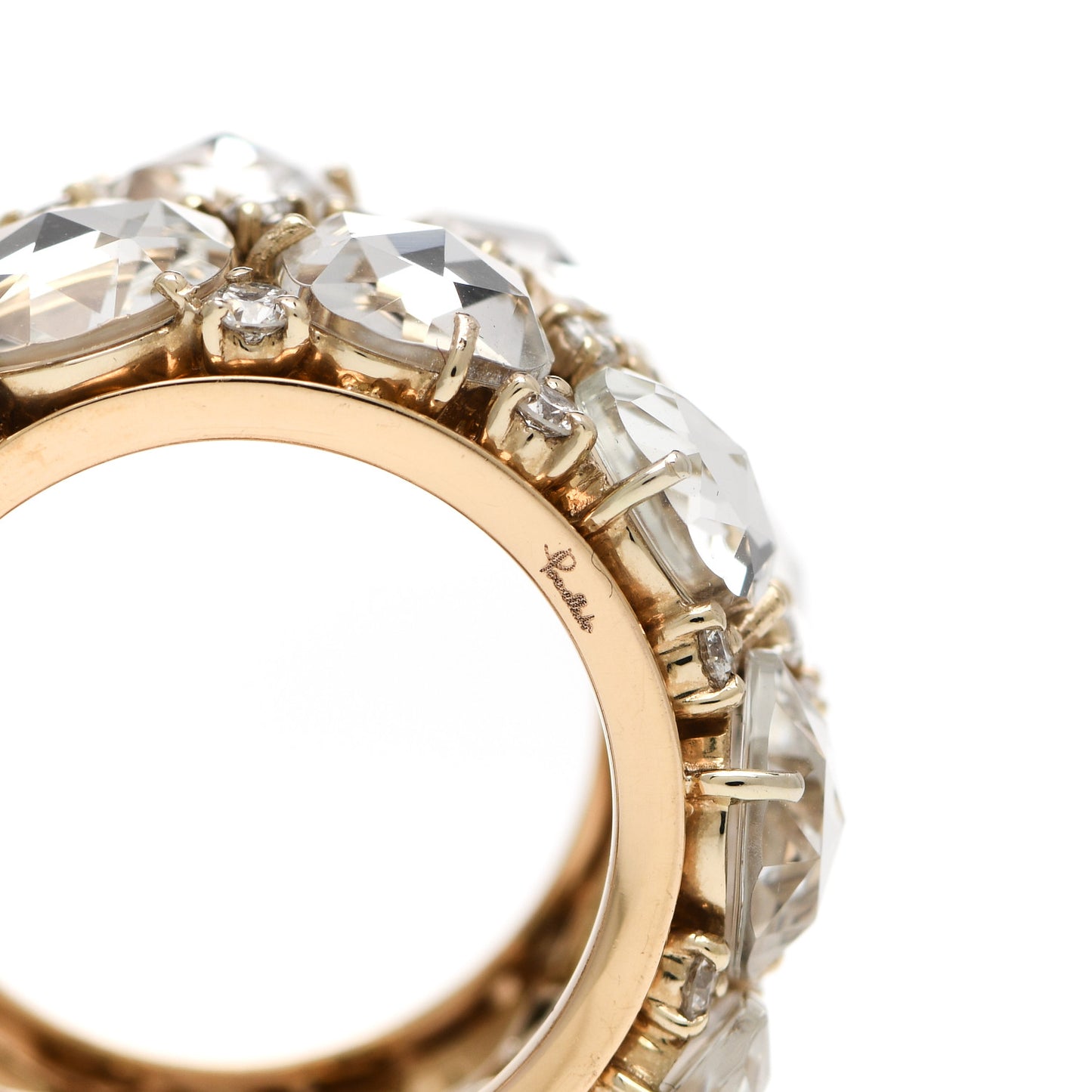 18K Rose Gold Diamond White Topaz Lulu Ring 49 5