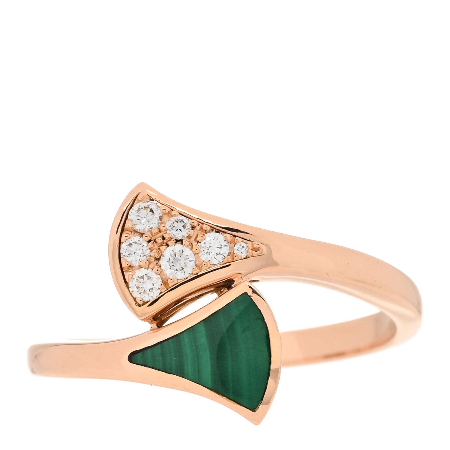 Bulgari 18K Rose Gold Diamond Malachite Divas' Dream Ring 54 7 1 of 5
