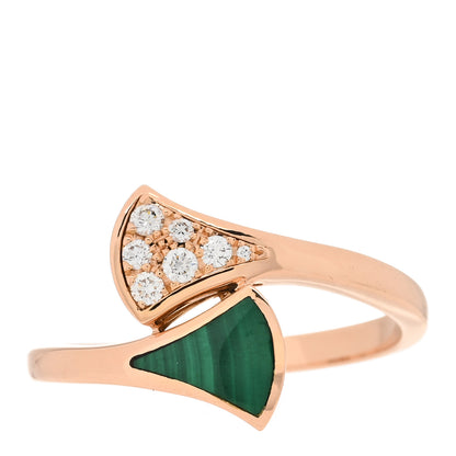 Bulgari 18K Rose Gold Diamond Malachite Divas' Dream Ring 54 7 1 of 5