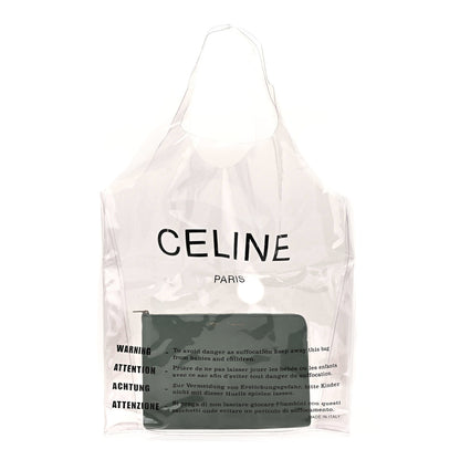 Celine Plastic Bag with Cloudy Lambskin Solo Zip Pouch Clutch Celadon 1 of 11
