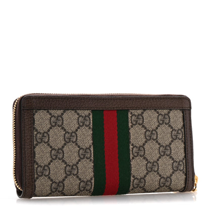 Gucci GG Supreme Monogram Web Ophidia Zip Around Wallet Brown 3 of 8