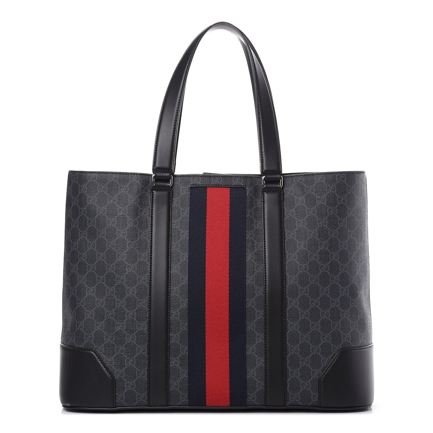 GG Supreme Monogram Web Tote Black Grey
