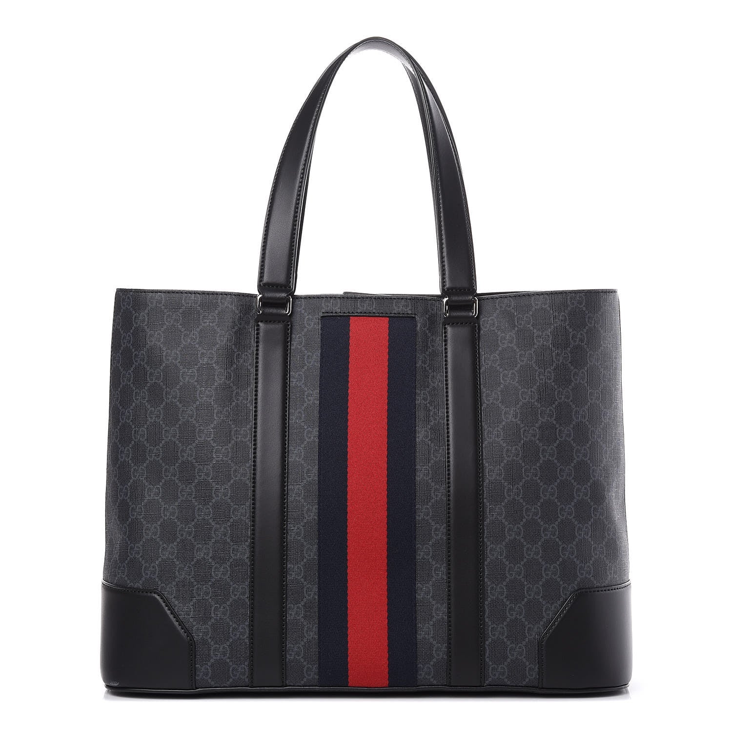 Gucci GG Supreme Monogram Web Tote Black Grey 1 of 10