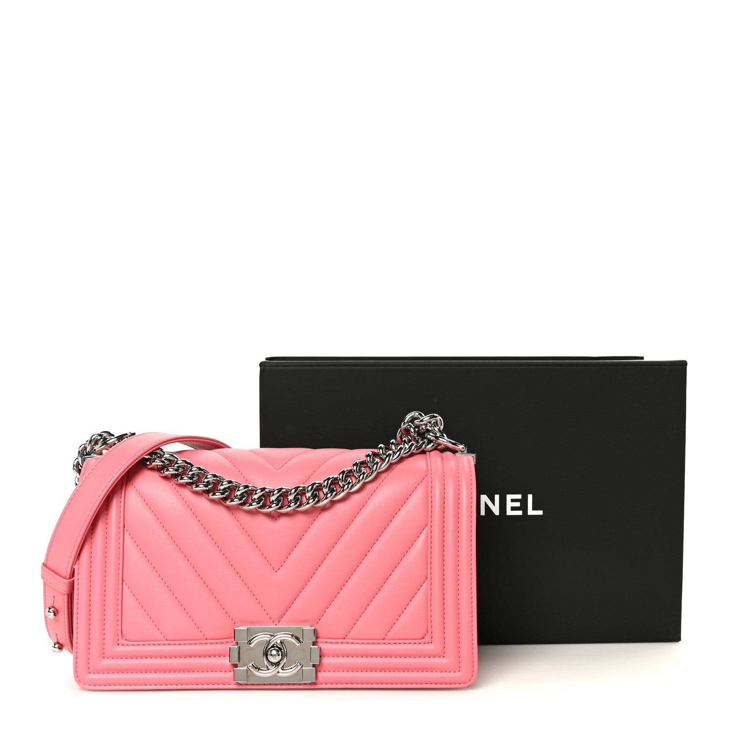 Chanel Lambskin Chevron Quilted Medium Boy Flap Pink 11 of 11